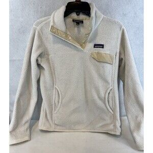 Women's Patagonia Ivory Raw Linen White Re-Tool Snap T Fleece Pullover Jacket M